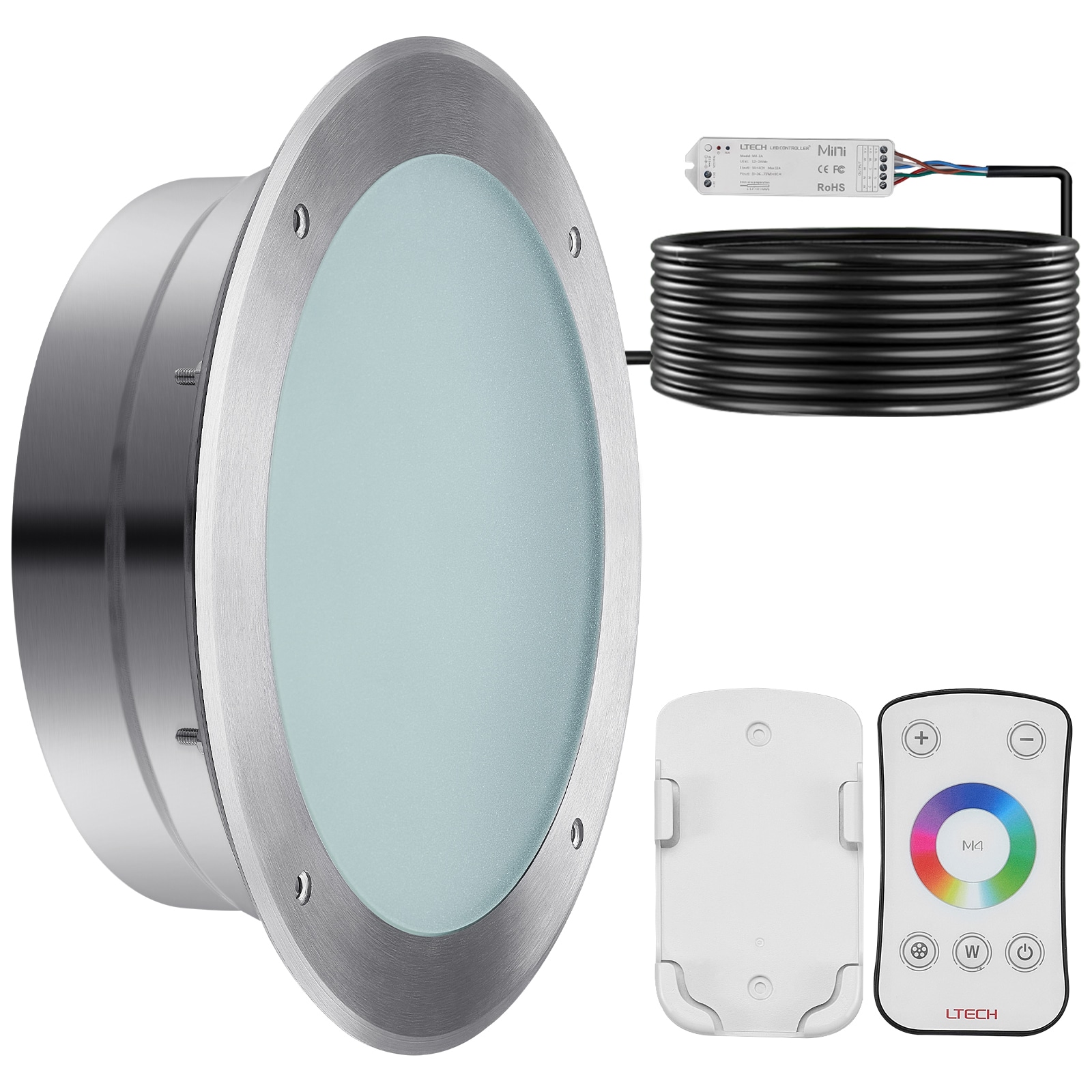 12V LED Pool Light, 10 Inch 40W, RGBW Color Changing Inground Swimming Pool Spa Light Underwater, with 50 FT Cord Remote Control, Fit for 10 in Large Wet Niches, IP68 & Tested to UL Standards